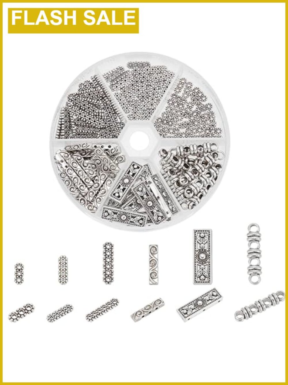 160pcs Rectangle Spacer Bar Beads Tibetan Antique Silver Multi Strand Connector